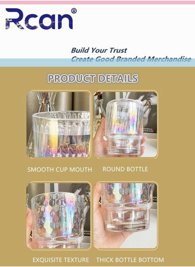 Rcan - Aurora Color Portable Glass Water Bottle With Lid Pop-up Drink Mouth Hole Sealed Leak Proof Ice Cold Drink Coffee Milk Juice Water Drinking Cup for Kids Adults - Image 1