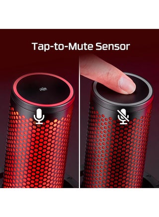 HyperX QuadCast 2 USB Microphone, Hi-Res Studio-Quality Recording, Intuitive On-Board Controls, Removable Shock Mount, Tap-to-Mute Sensor, Stunning Red Lighting, Black | 872V1AA - view 3
