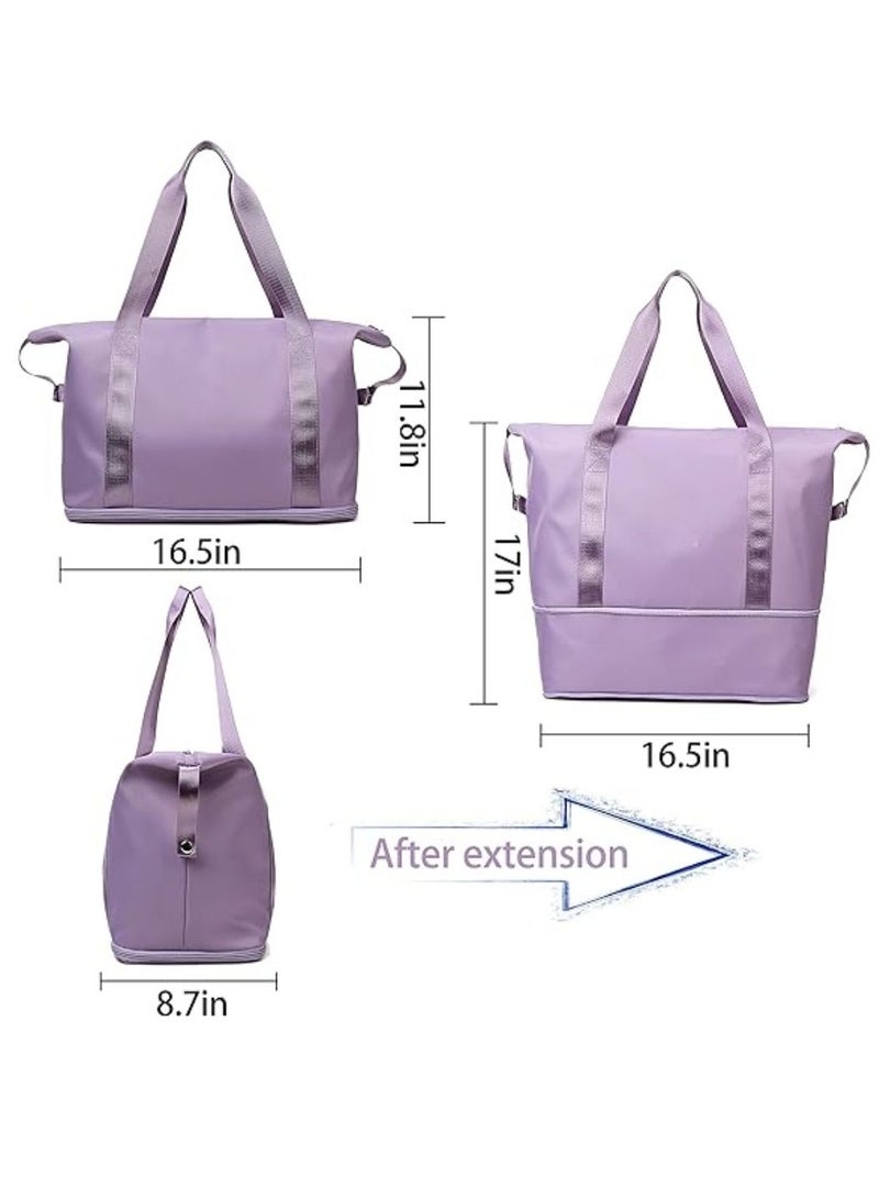 م اكس م حقيبة سفر نسائية، حقائب يد كبيرة قابلة للطي، حقيبة يد مقاومة للماء وقابلة للتمدد للسفر والاستخدام اليومي (أرجوانية) - Image 3