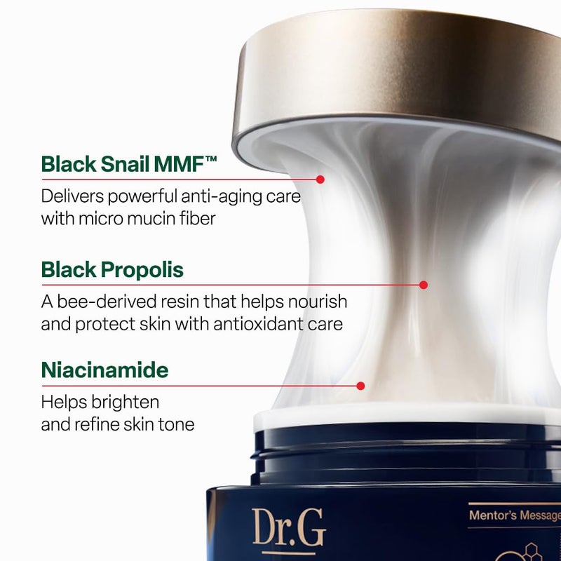 Dr. G Black Snail Cream - Korean Skincare with Snail Mucin - Anti-Aging Face Cream for Fine Lines - Firming Lotion for Skin Elasticity - Moisturizer for Skin Dullness - Deep Nourishment - 1.69 fl oz - Image 4