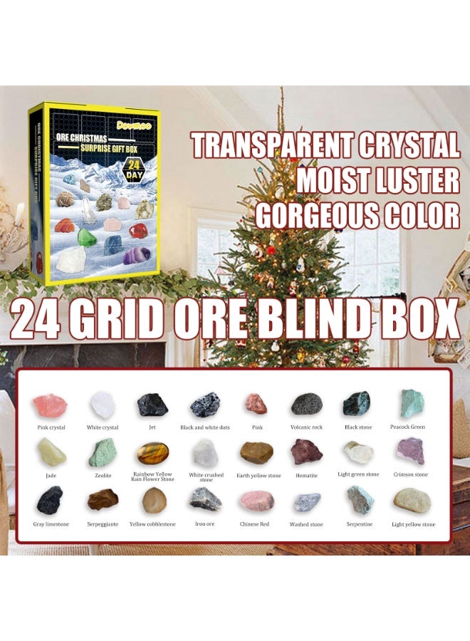 Dowmoo 24 Days Ore Advent Calendar | Natural Rock u0026 Mineral Collection Blind Box - Educational STEM Toy for Kids, Perfect Holiday Gift for Geology Enthusiasts - Image 2