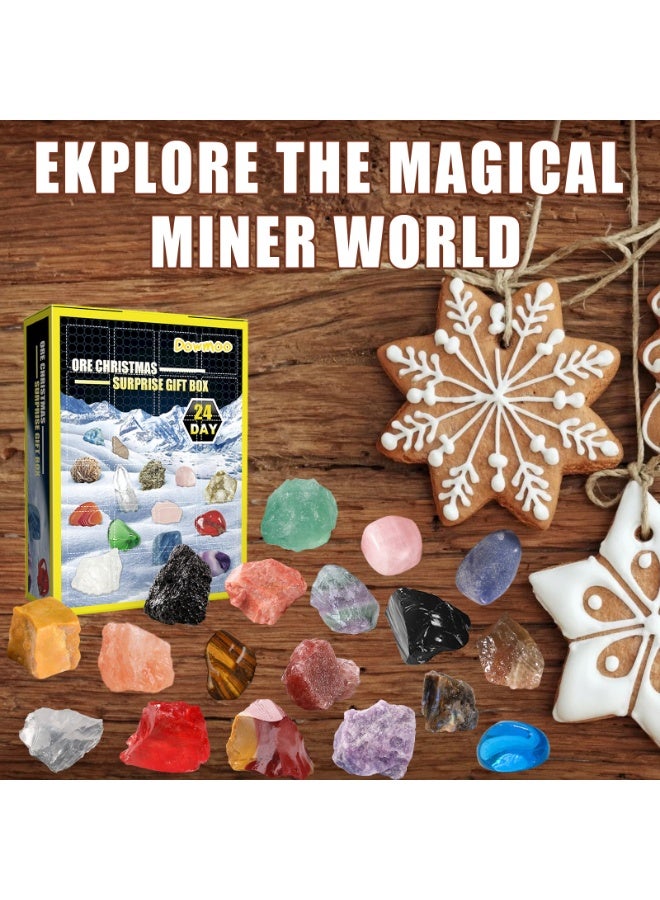 Dowmoo 24 Days Ore Advent Calendar | Natural Rock u0026 Mineral Collection Blind Box - Educational STEM Toy for Kids, Perfect Holiday Gift for Geology Enthusiasts - Image 4