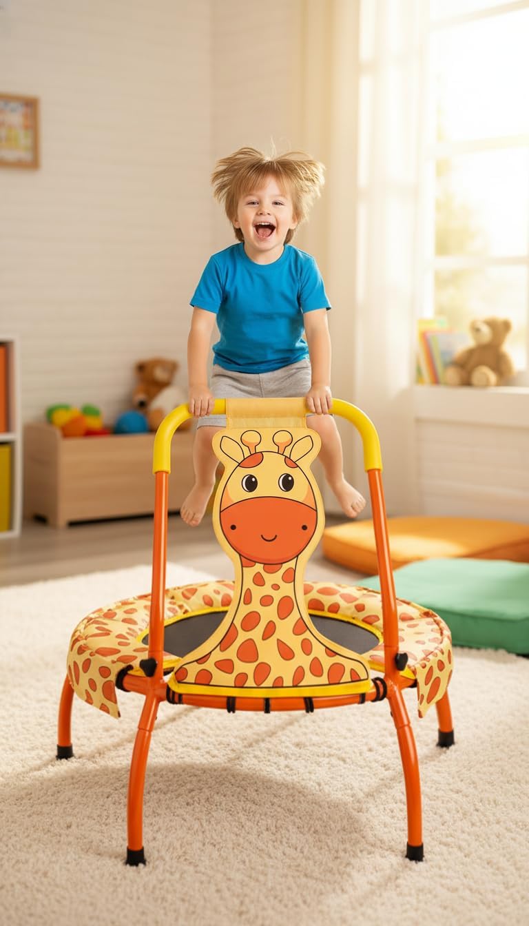 Yeeeasy Toddler Trampoline Baby Trampoline - Mini Trampolines for Kids 1 Year Plus Nursery Toy Gifts, Baby Gifts for Boys and Girls, Indoor and Outdoor, Giraffe - Image 2