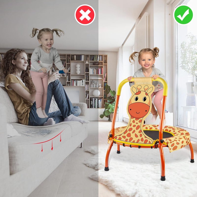 Yeeeasy Toddler Trampoline Baby Trampoline - Mini Trampolines for Kids 1 Year Plus Nursery Toy Gifts, Baby Gifts for Boys and Girls, Indoor and Outdoor, Giraffe - Image 4