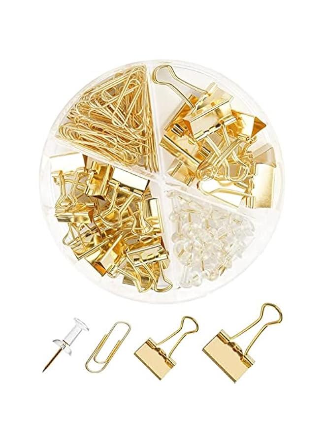 RYNX 72  Binder Cli and Paper Cli Push Pins Tacks SetsPaper Clam Papercli Office Cli Set Office Statiry Set Office Supplies Set for Student School Home Desk Organizer Supplies - Image 1