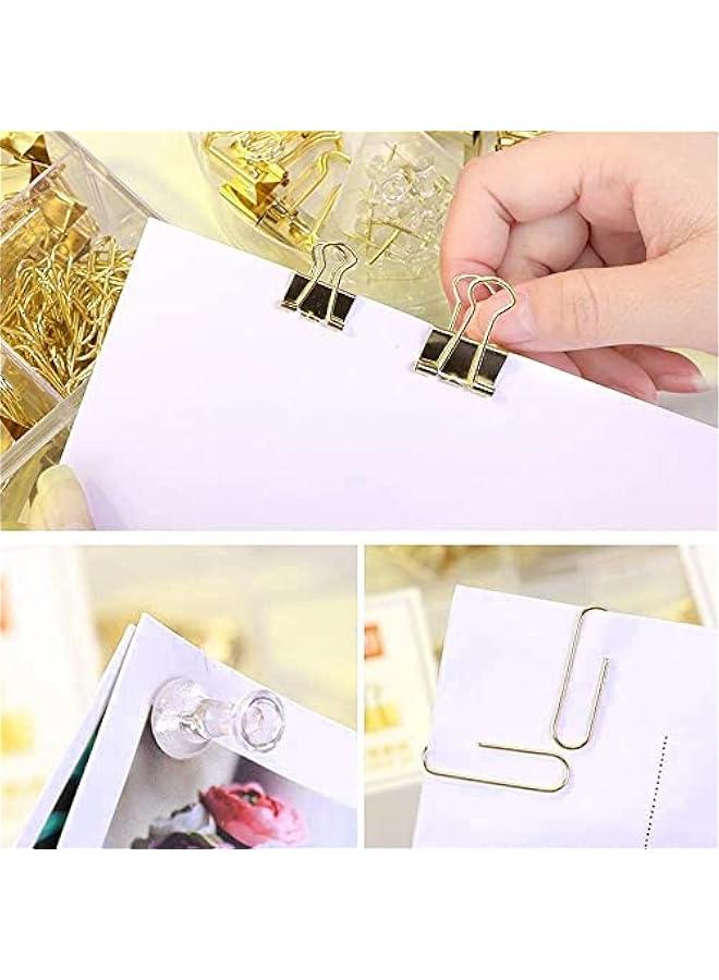 RYNX 72  Binder Cli and Paper Cli Push Pins Tacks SetsPaper Clam Papercli Office Cli Set Office Statiry Set Office Supplies Set for Student School Home Desk Organizer Supplies - Image 3