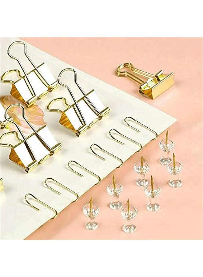 RYNX 72  Binder Cli and Paper Cli Push Pins Tacks SetsPaper Clam Papercli Office Cli Set Office Statiry Set Office Supplies Set for Student School Home Desk Organizer Supplies - Image 5