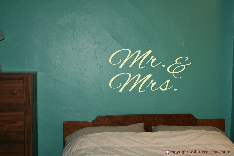 Wall Decor Plus More Mr. & Mrs. Wall Art for Family Room or Master Bedroom Wall Sticker Decal 36W x 19H - Beige Beige - Image 5
