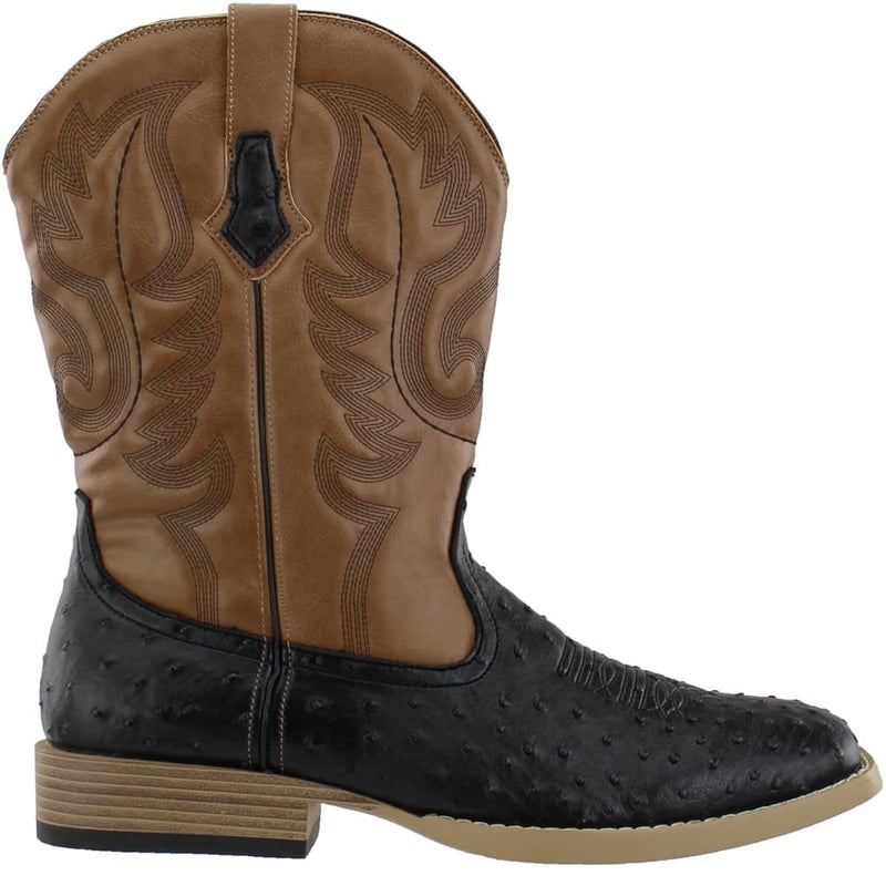 ROPER Mens Bumps Square Toe Casual Boots Mid Calf - Black - Size 10.5 D