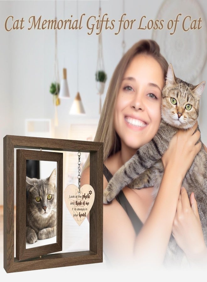 SHOW-YA Cat Memorial Gifts for Loss of Cat - Loss of Cat Sympathy Gift, Pet Loss of Cat, Rotating Cat Remembrance Gifts Picture Frame 4x6 Photo - Image 2