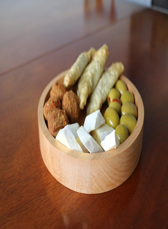 efo Wooden Round Candle Plate - Accessory Tray - Table Centrepiece Decorative Tray - Desktop Organizer for Office Supplies - Serving Platters for Parties - Home Decor Accessories - fi 7.9” - Image 4