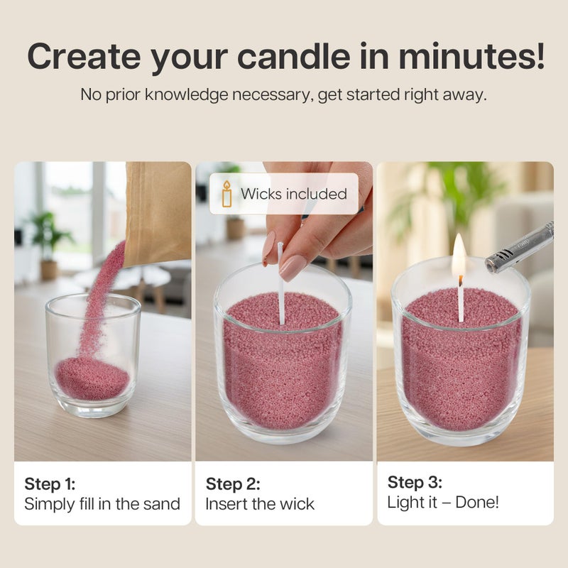 comforder Scented Candle Sand with Wicks, Pearled Candle, Wax Granules, 14oz Sand Wax Granules + 4 Wicks (Pink, Rose) - Image 2