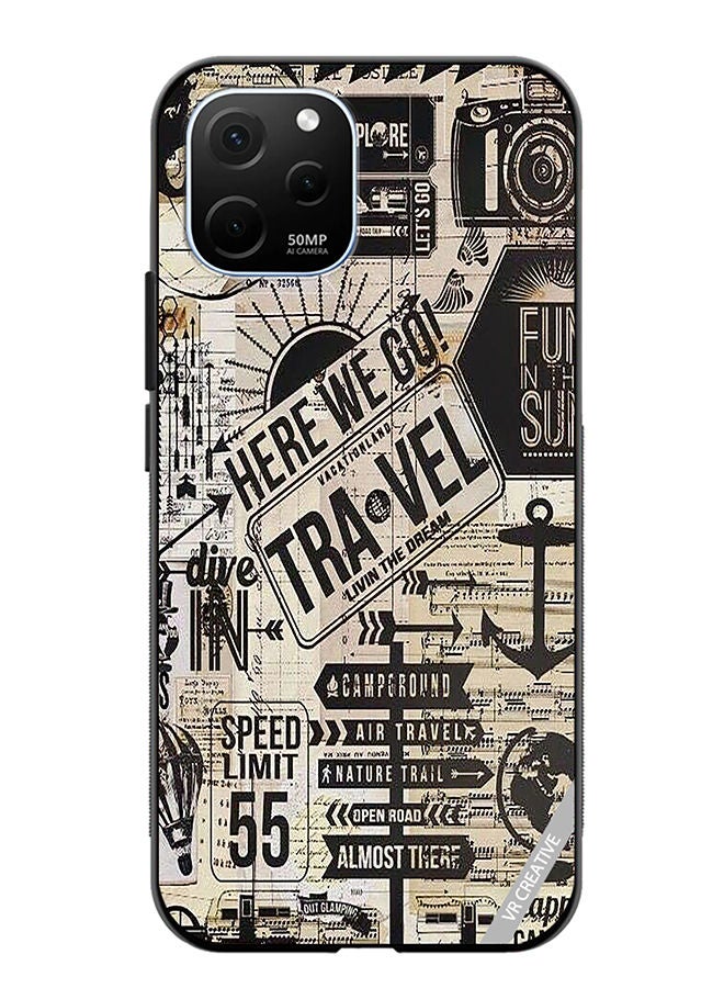 VR CREATIVE Protective Case Cover For Huawei Enjoy 50z Here We Go Travel Design Multicolour - Image 1