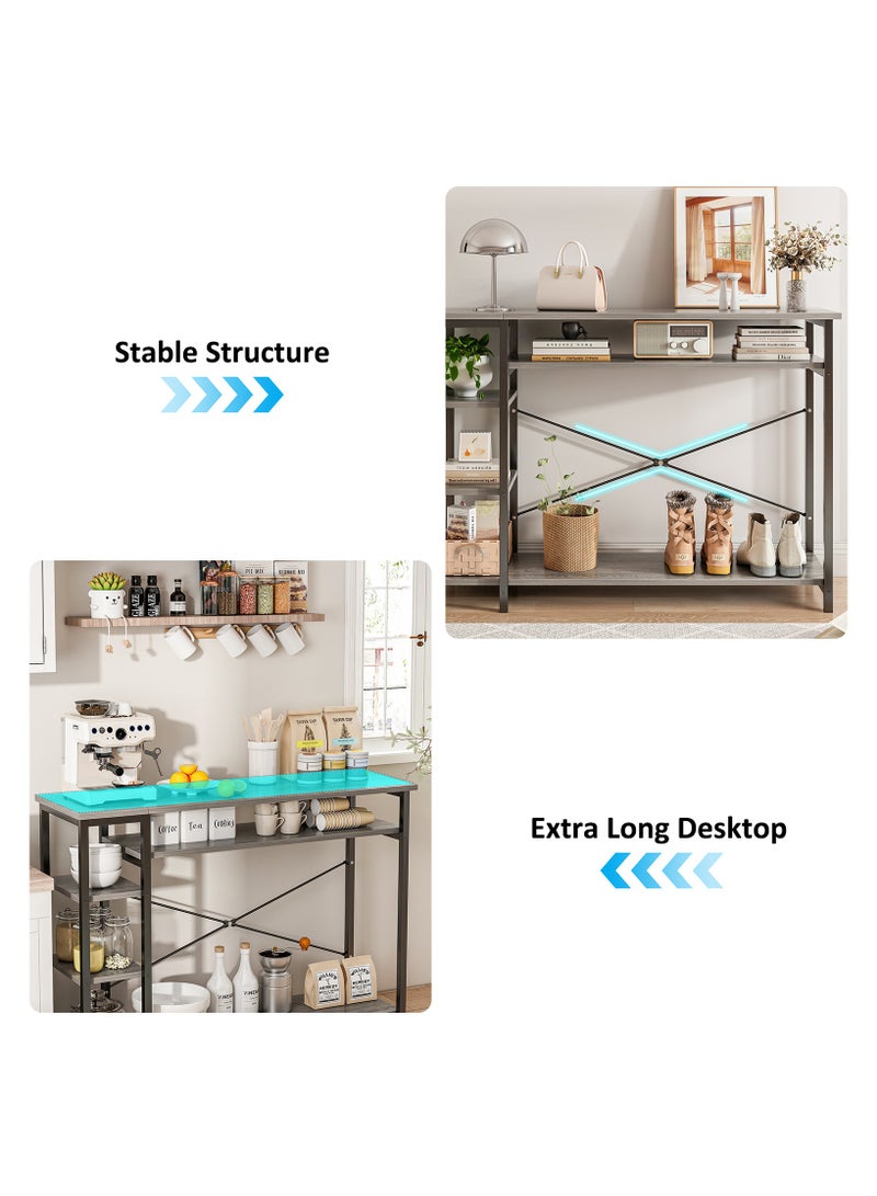 ALIVINGHOME Narrow Wooden Console Table with 4 Storage Shelf - Entryway, Hallway & Living Room Accent Sofa Storage  Table - Space-Saving Design, 130*35*90cm，White willow Color - Image 4