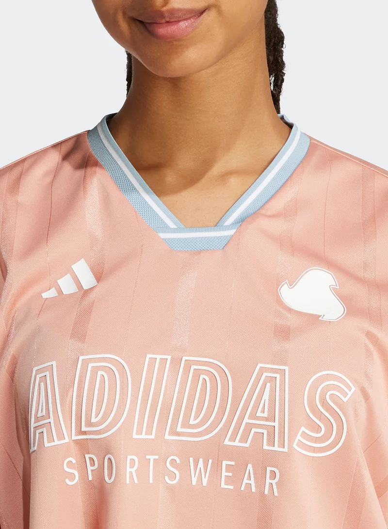 adidas تيشيرت أوفر سايز شبكي بثلاث خطوط تيرو كات