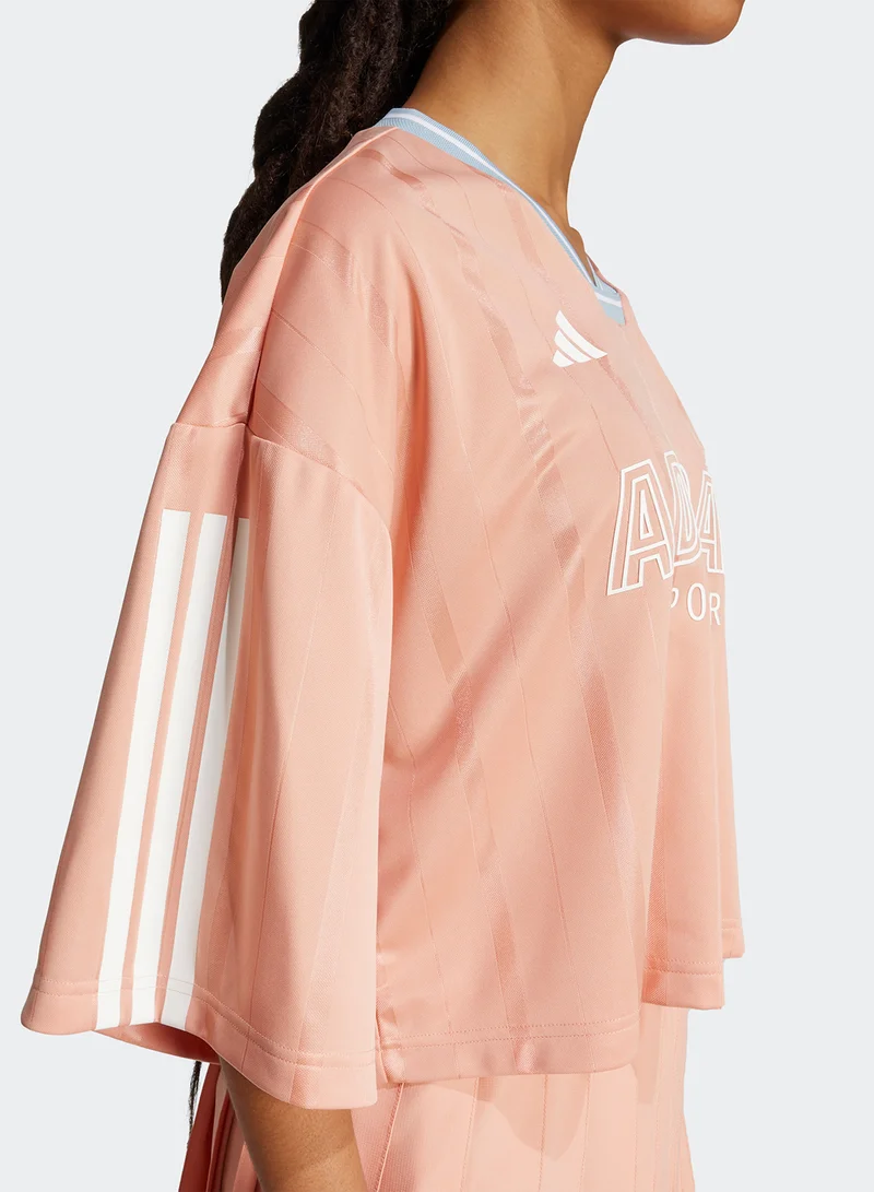 adidas تيشيرت أوفر سايز شبكي بثلاث خطوط تيرو كات