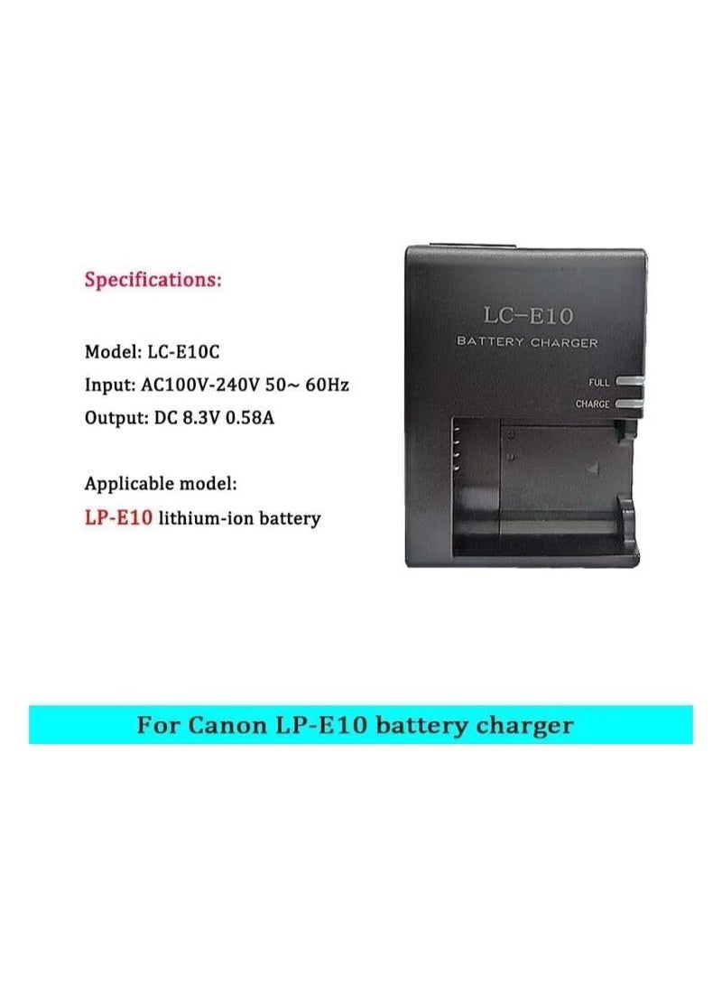 Arabest LC-E10 Battery Charger for Canon LC-E10 LC-E10C LC-E10E Batteries for Canon EOS Rebel T7 T6 T5 T3 T100 4000D 3000D 2000D 1500D 1300D 1200D 1100D Cameras Battery Quick Chargers with Power Supply Cord - Image 2
