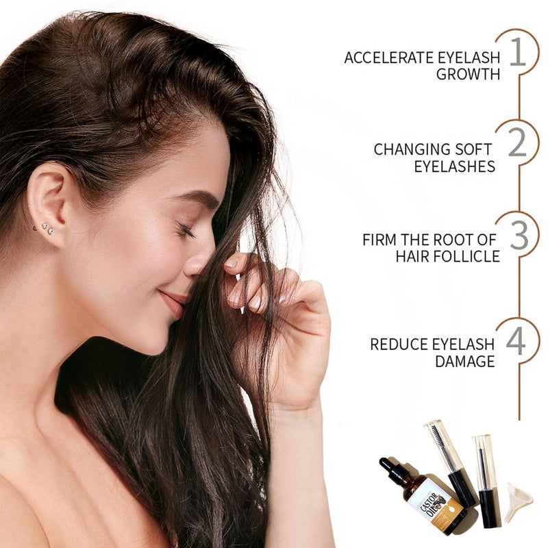 Rosarden Castor Oil for Eyelashes and Eyebrows Eyelash Castor Oil Growth Serum with Mascara Tubes to Grow Eyelashes Fast and Thicker Cold Pressed Organic Castor Oil for Hair Face Skin and Body Moisturizer - Image 5
