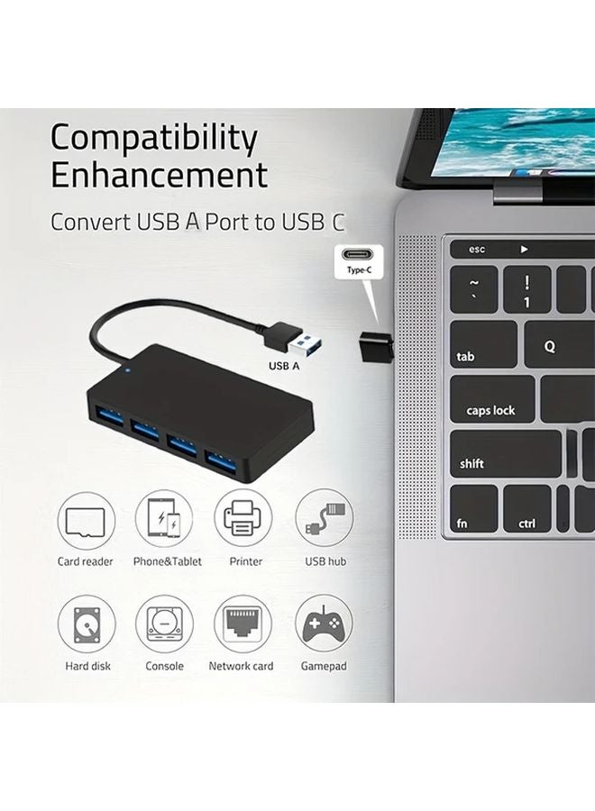 USB 3.0 مجموعة من قطعتين 4 منافذ محور ومحول Type C OTG لأجهزة الكمبيوتر المحمول - Image 3