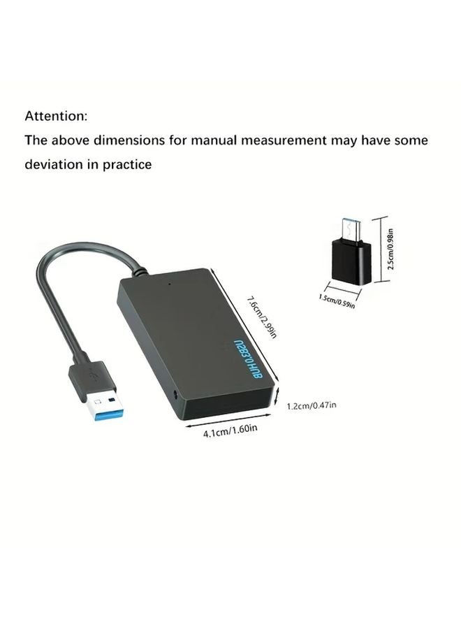 USB 3.0 مجموعة من قطعتين 4 منافذ محور ومحول Type C OTG لأجهزة الكمبيوتر المحمول - Image 2