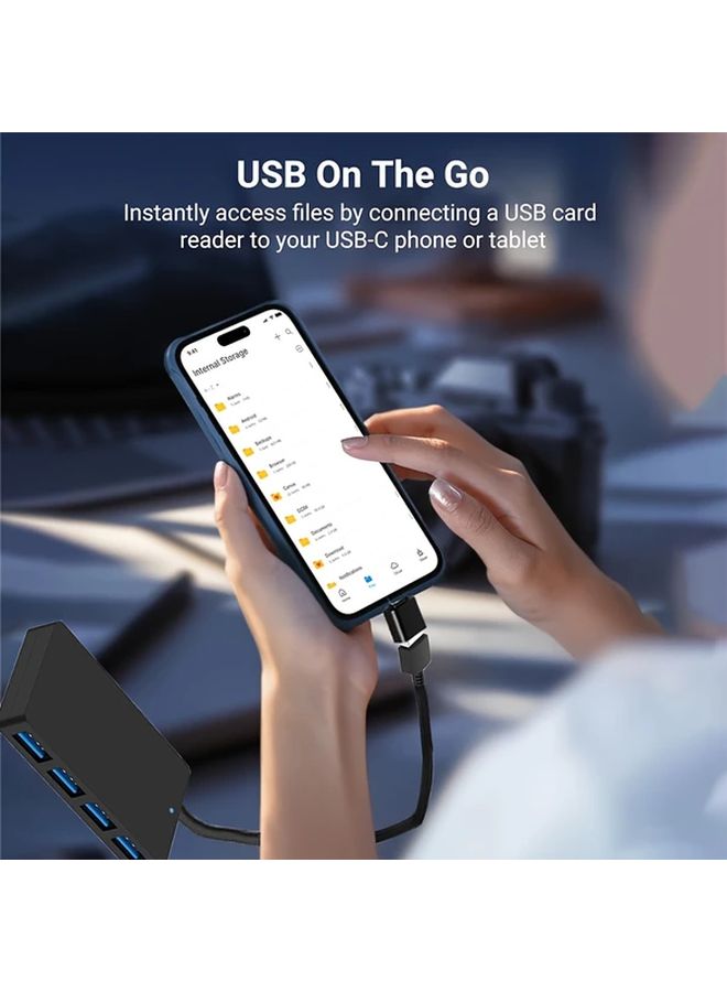 USB 3.0 مجموعة من قطعتين 4 منافذ محور ومحول Type C OTG لأجهزة الكمبيوتر المحمول - Image 4