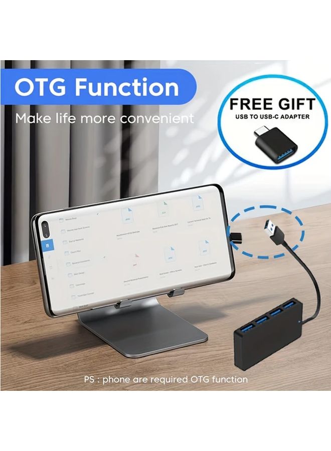 USB 3.0 مجموعة من قطعتين 4 منافذ محور ومحول Type C OTG لأجهزة الكمبيوتر المحمول - Image 1