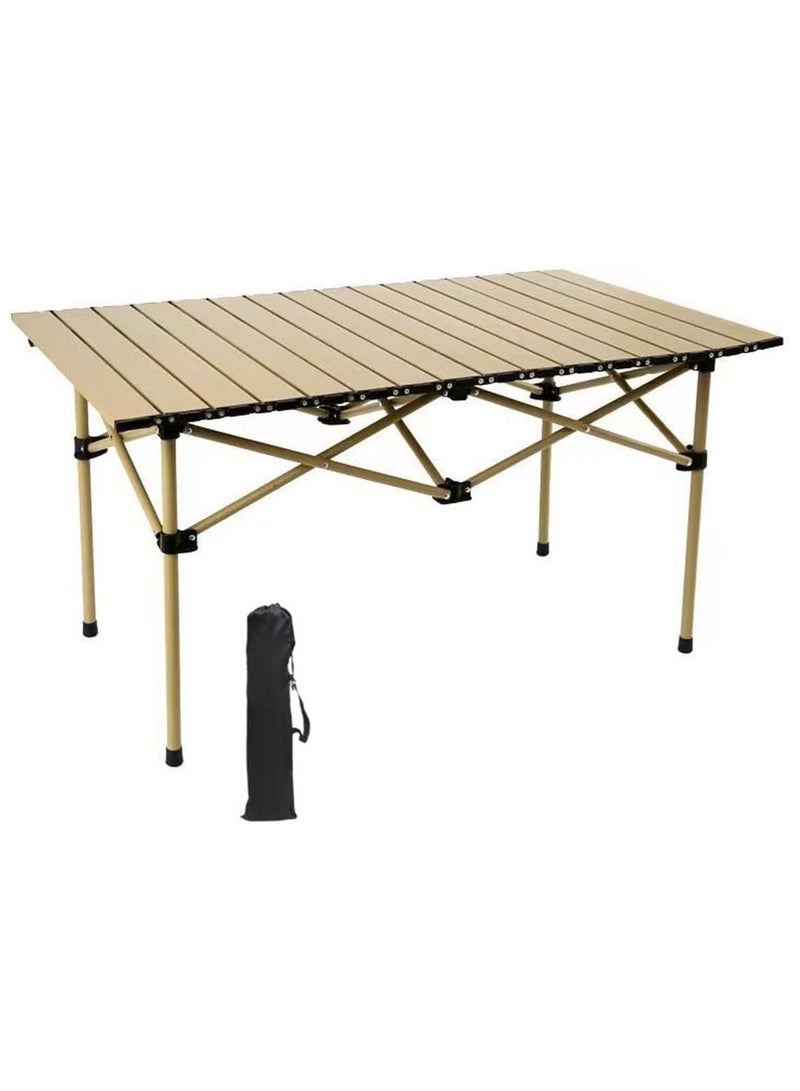 DubaiGallery Folding Camping Table Aluminum Portable Roll-Up Picnic Table, Ultralight Collapsible Beach Table with Carry Bag – 90×55×50 cm for Outdoor, Picnic, Backyard, BBQ & Camping - Image 1