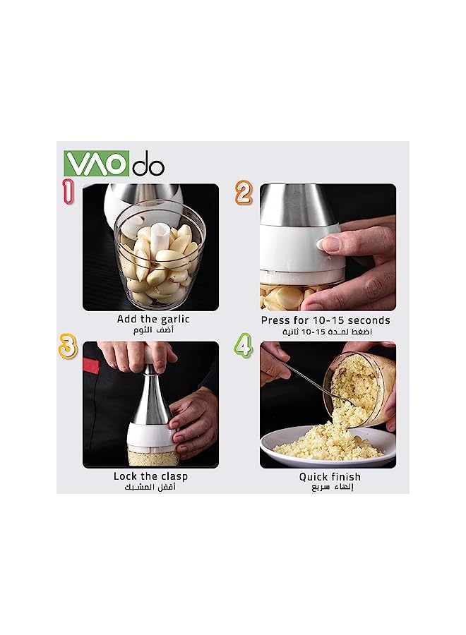 VAOdo Food Chopper, Manual Stainless Steel Chopper, Hand Bowling Ball Garlic Chopper Kitchen Gadget, Professional, Easy to Chop Garlic, Onion, Pepper, Fruits, Vegetables - Image 3
