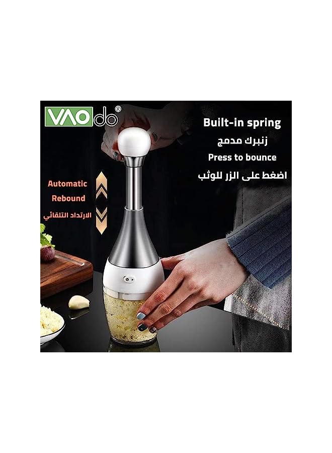 VAOdo Food Chopper, Manual Stainless Steel Chopper, Hand Bowling Ball Garlic Chopper Kitchen Gadget, Professional, Easy to Chop Garlic, Onion, Pepper, Fruits, Vegetables - Image 4