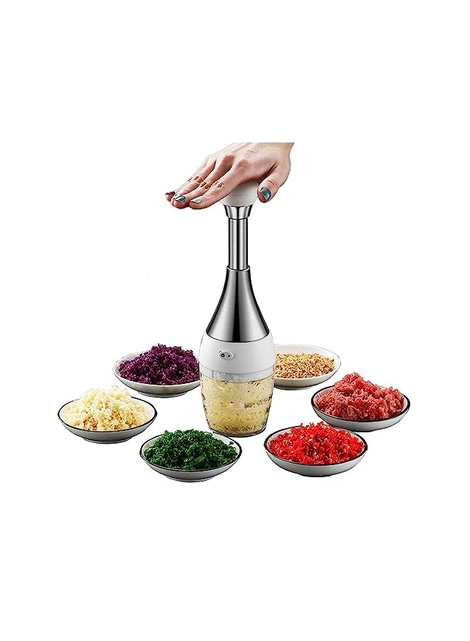 VAOdo Food Chopper, Manual Stainless Steel Chopper, Hand Bowling Ball Garlic Chopper Kitchen Gadget, Professional, Easy to Chop Garlic, Onion, Pepper, Fruits, Vegetables - Image 2