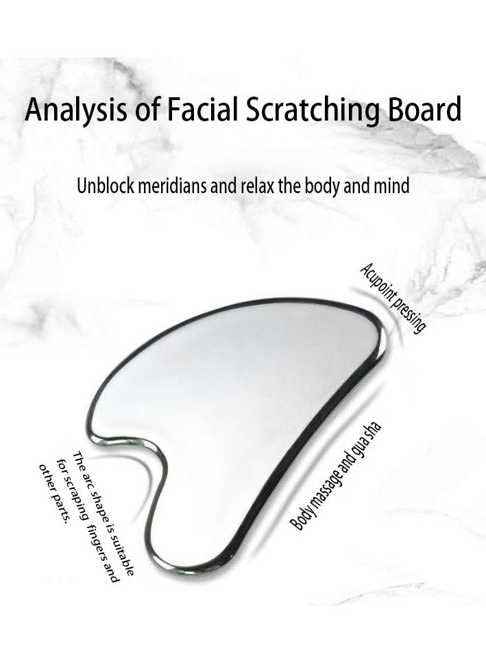 Loquat Stainless Steel Gua Sha Facial Tools, Face Metal Gua Sha Tighten Skin Massage Guasha Scraping Beauty Tool for Body Eyes Neck Skin Massager - Image 3