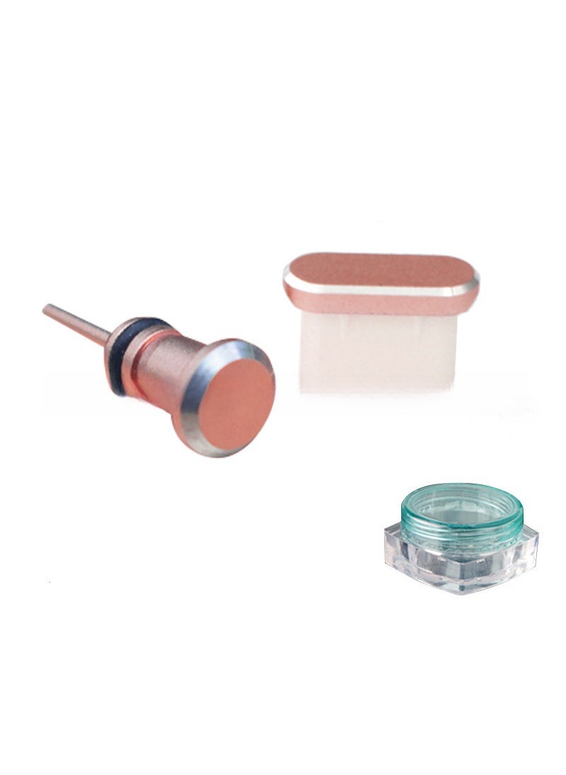 1 x 5 pcs Metal Dust Plug 2-in-1 Type-C for Huawei P40 Pro Xiaomi 10 Rose Gold 