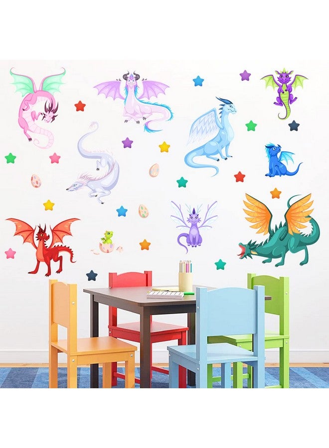MEFOSS Creative Fairy Dragon Wall Decals Cartoon Large Wings Dragons Eggs Stars Wall Stickers Easy to Peel and Stick Wall Stickers Art Paper for Playroom Nursery Classroom Kids Bedroom Wall Decor - Image 4