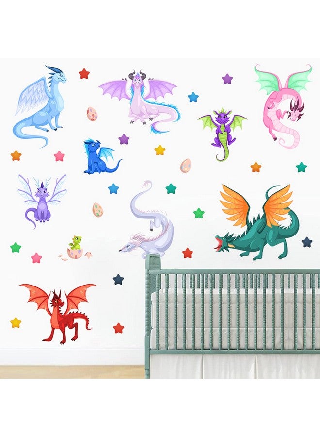 MEFOSS Creative Fairy Dragon Wall Decals Cartoon Large Wings Dragons Eggs Stars Wall Stickers Easy to Peel and Stick Wall Stickers Art Paper for Playroom Nursery Classroom Kids Bedroom Wall Decor - Image 5