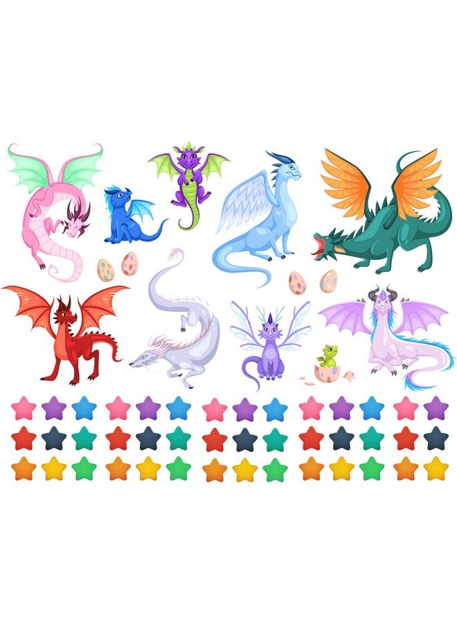 MEFOSS Creative Fairy Dragon Wall Decals Cartoon Large Wings Dragons Eggs Stars Wall Stickers Easy to Peel and Stick Wall Stickers Art Paper for Playroom Nursery Classroom Kids Bedroom Wall Decor - Image 2