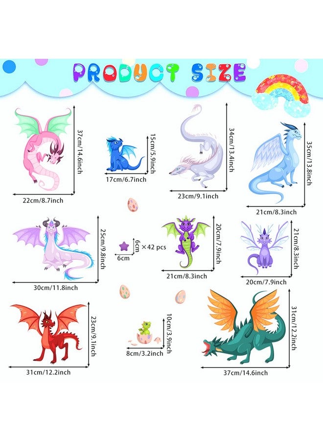 MEFOSS Creative Fairy Dragon Wall Decals Cartoon Large Wings Dragons Eggs Stars Wall Stickers Easy to Peel and Stick Wall Stickers Art Paper for Playroom Nursery Classroom Kids Bedroom Wall Decor - Image 3