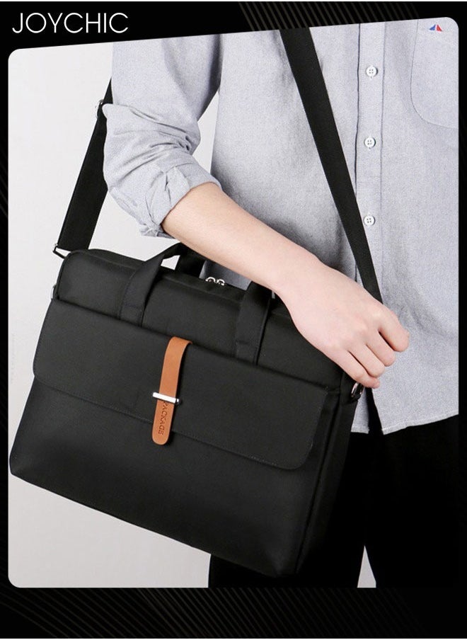 Joychic 14 inch Brief Bussiness Office Laptop Bag Large Capacity Briefcase Shoulder Bag Messenger Bag Computer and Tablet Carrying Case for Men and Women Work School Travel Black  - Image 1
