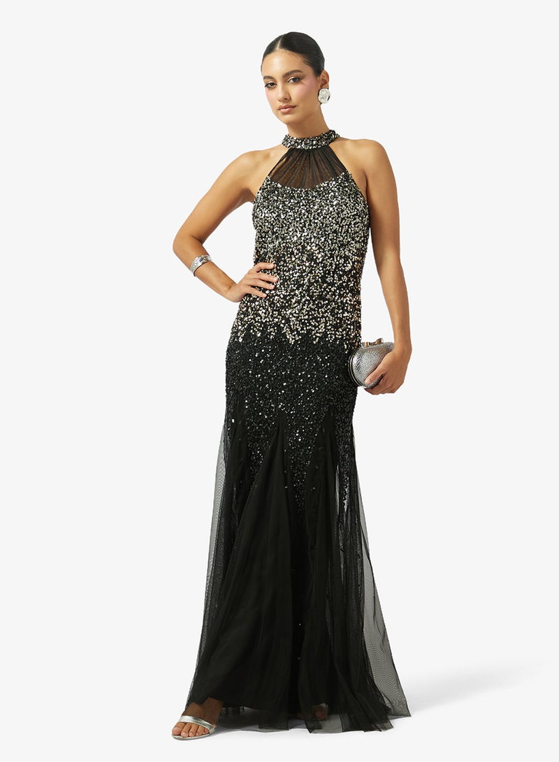 Namshi x Halter Neck Embellished Dress - Image 5