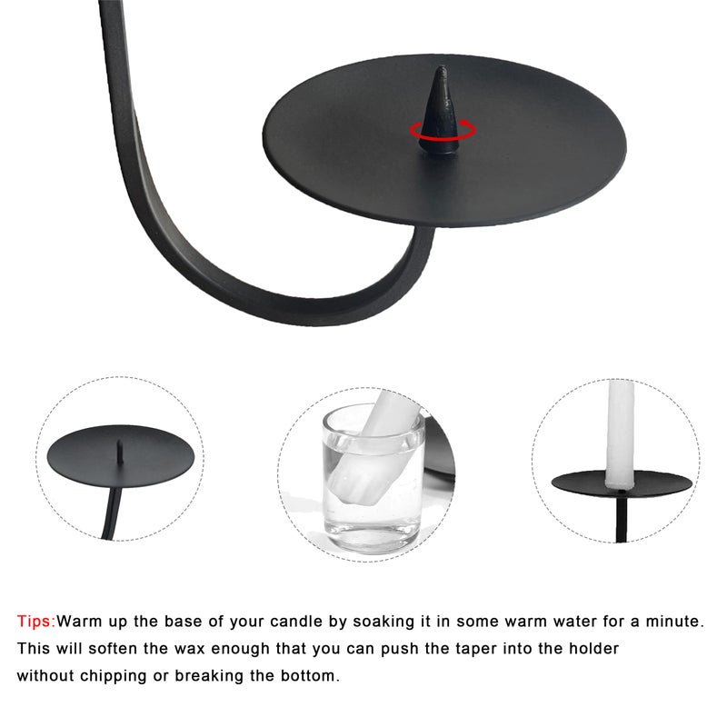Remenna Double Armed Iron Candle Holders Metal Wall Candle Sconce Holder Set of 2 Black Modern Wall Candle Sconces Hanging for Living Room, Farmhouse, Fireplace, Wedding - Image 3
