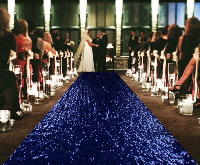 ShiDianYi ShiDianYi Sequin Aisles Floor Runner4FTX15FT Wedding Aisle Runners Navy Blue Floor Carpet Rug Sequin Fabric for Weddings Bridal Runner Rugs Outdoor 
