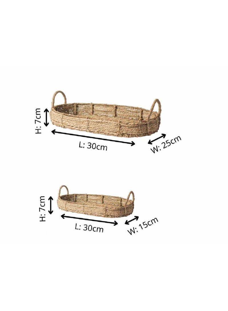Eco Chic House Rustic Wicker Boho Baskets with Handles – Set of 2 Handwoven Decorative Storage Baskets for Home Organization, Shelves & More  - Image 5