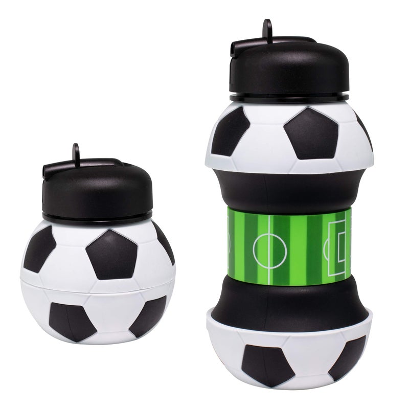 Maccabi Art Clip-On Collapsible BPA-Free Silicone Soccer Ball Water Bottle for Kids  18 Oz. Size - Image 1
