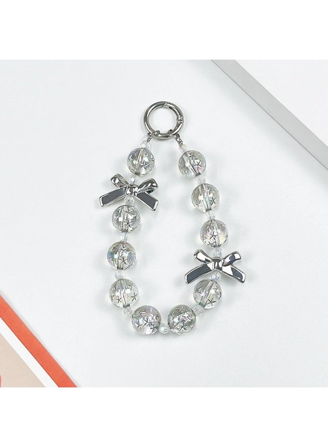 NIBEMINENT Beaded Phone Lanyard, Anti Lost Removable Wrist Strap, Luxury String Beads Bracelet Pendant, Phone Keychain Lanyard