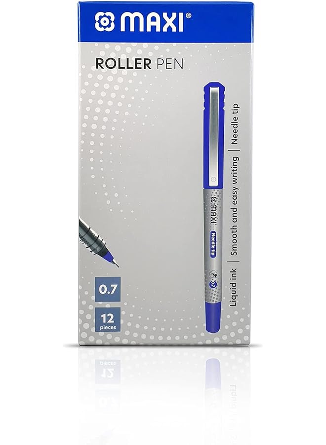 ماكسي قلم حبر سائل برأس إبرة 0.7 مم، علبة مكونة من 12 قطعة باللون الأزرق - Image 1