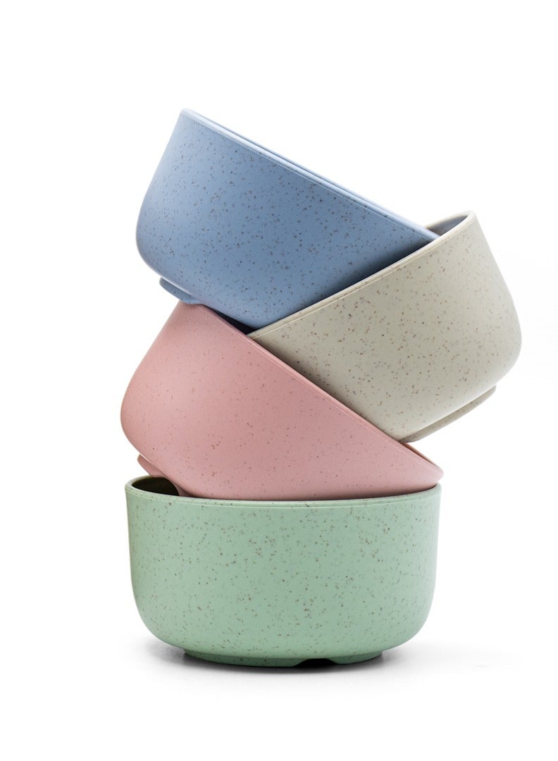 بيرام مجموعة من 4 أوعية من قش القمح، صديقة للبيئة وقابلة للتحلل البيولوجي، غير سامة، غير قابلة للكسر، خالية من مادة بيسفينول أ، آمنة للاستخدام في الميكروويف وغسالة الأطباق، خفيفة الوزن ومتينة، أوعية حبوب الإفطار للأطفال والكبار، 11 سم، سعة 14 أونصة - Image 1