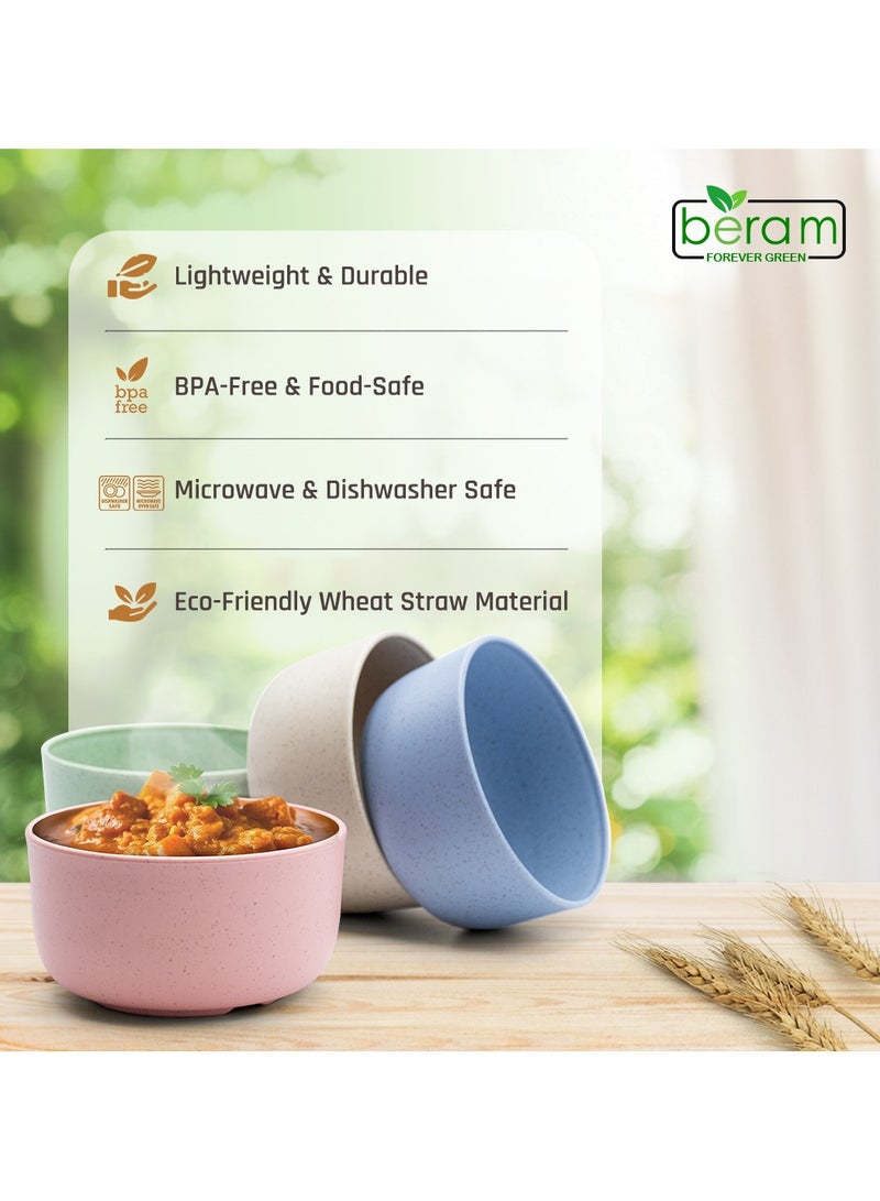 بيرام مجموعة من 4 أوعية من قش القمح، صديقة للبيئة وقابلة للتحلل البيولوجي، غير سامة، غير قابلة للكسر، خالية من مادة بيسفينول أ، آمنة للاستخدام في الميكروويف وغسالة الأطباق، خفيفة الوزن ومتينة، أوعية حبوب الإفطار للأطفال والكبار، 11 سم، سعة 14 أونصة - Image 2