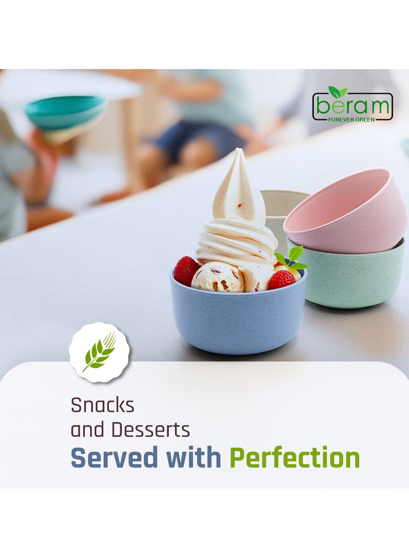 بيرام مجموعة من 4 أوعية من قش القمح، صديقة للبيئة وقابلة للتحلل البيولوجي، غير سامة، غير قابلة للكسر، خالية من مادة بيسفينول أ، آمنة للاستخدام في الميكروويف وغسالة الأطباق، خفيفة الوزن ومتينة، أوعية حبوب الإفطار للأطفال والكبار، 11 سم، سعة 14 أونصة - Image 3