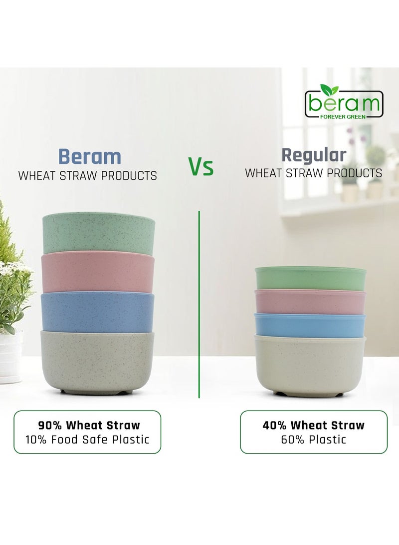 بيرام مجموعة من 4 أوعية من قش القمح، صديقة للبيئة وقابلة للتحلل البيولوجي، غير سامة، غير قابلة للكسر، خالية من مادة بيسفينول أ، آمنة للاستخدام في الميكروويف وغسالة الأطباق، خفيفة الوزن ومتينة، أوعية حبوب الإفطار للأطفال والكبار، 11 سم، سعة 14 أونصة - Image 4