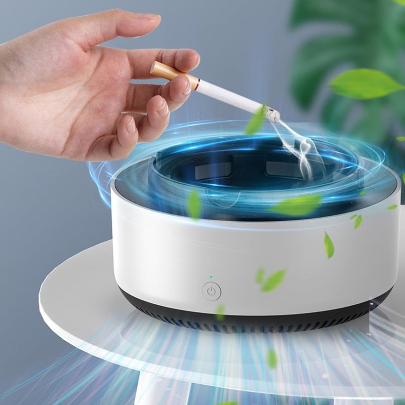 ECVV 2 in 1 Air Purifier Multifunctional Smokeless Ashtray with Filter, Best for Home Car or Office- White - Image 1