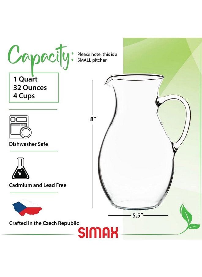 Small Glass Pitcher With Spout: Borosilicate Glass Pitchers With Handle Glass Drink Pitcher Margarita Pitcher Sangria Pitchers Pitchers Beverage Pitchers 1 Quart Pitcher